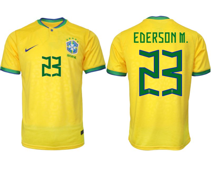 Men 2022 World Cup National Team Brazil home aaa version yellow 23 Soccer Jersey